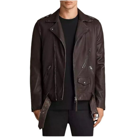 NEW $670 ALL SAINTS leather jacket VOLTAIRE BIKER ML025L OXBLOOD RED Brown - Picture 1 of 11